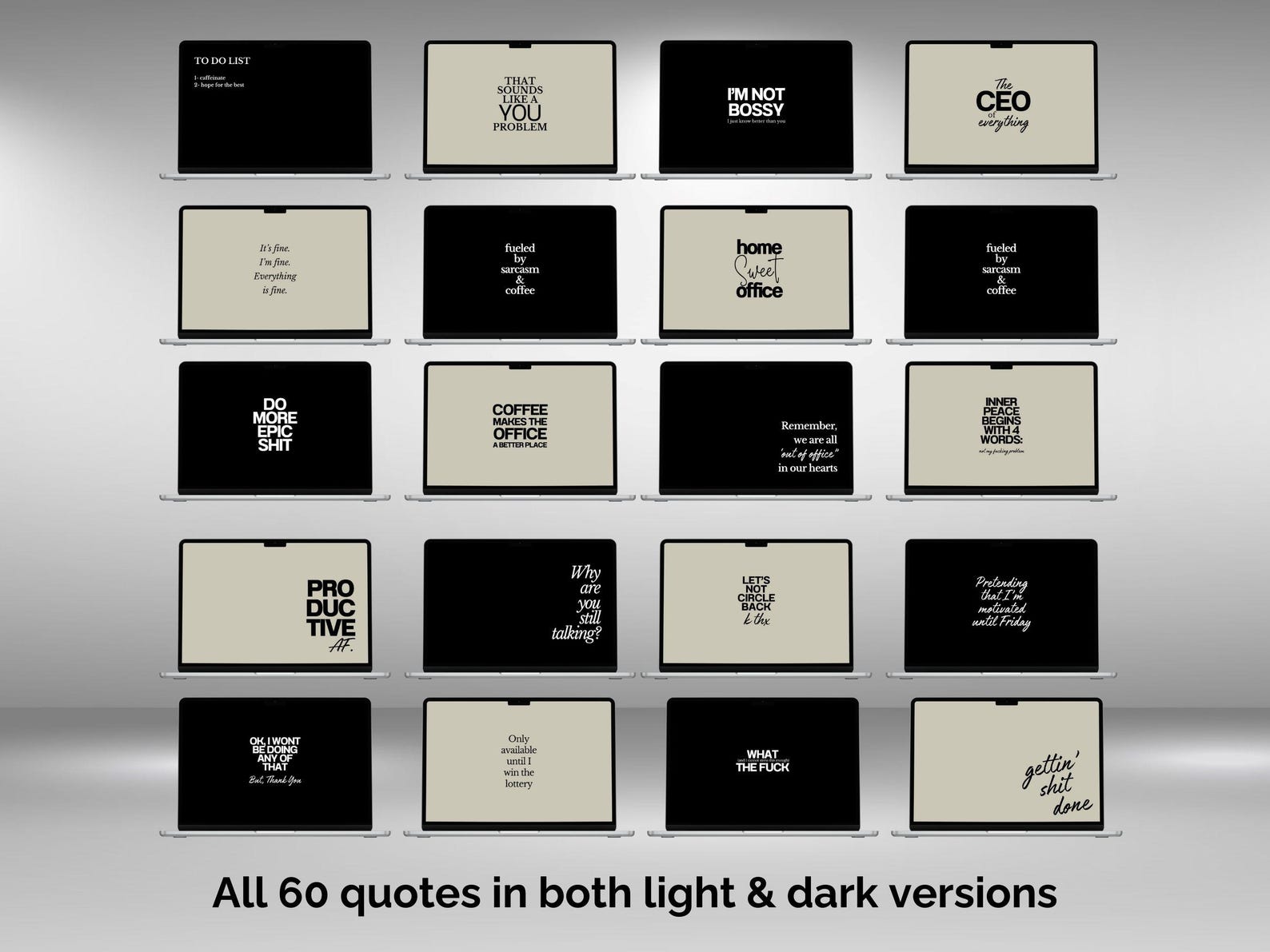 Desktop Wallpaper Bundle Funny Work Quote Computer Wallpaper Pack ...