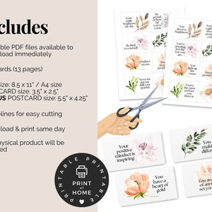 Printable Compliment Cards With Flowers, Appreciation Cards, Positive ...
