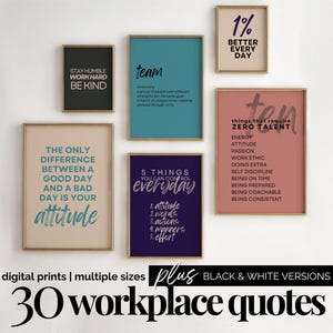 Colorful Office Wall Art Teamwork Quote Poster Motivational Office Gallery Wall Bundle Inspirational Prints Bright Workplace Signs Printable