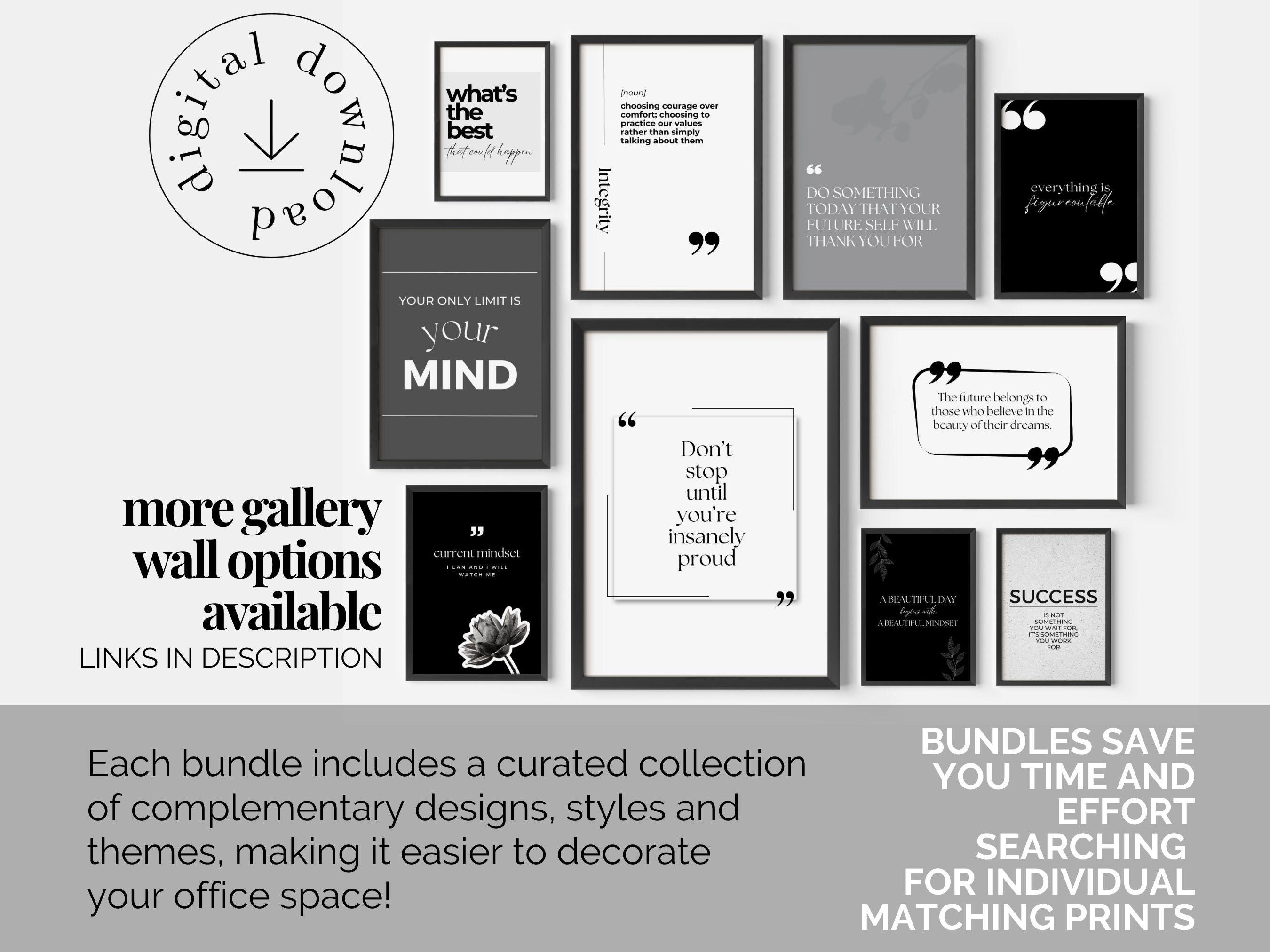Motivational Mindset Wall Art Set of 3 Inspiring Quote Printable Office ...