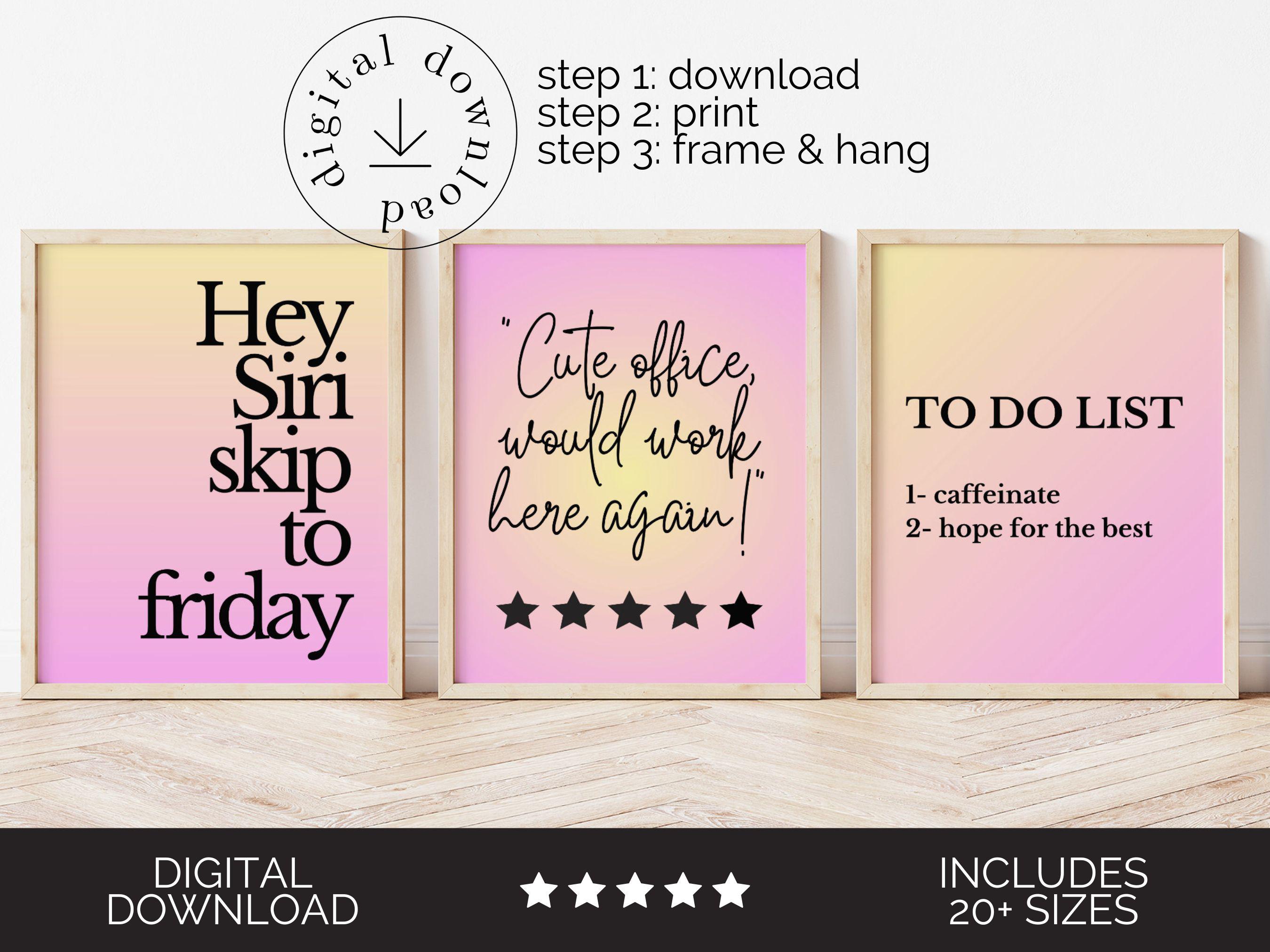Pink Office Wall Art Set of 3 Prints Sarcastic Workplace Posters Sassy ...