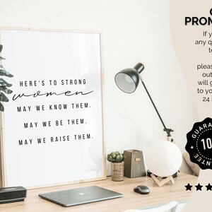 Heres To Strong Women Print, Feminist Quote Poster, Inspirational Wall Art, Office Wall Art for Woman, Female Empowerment Wall Art for Women image 7