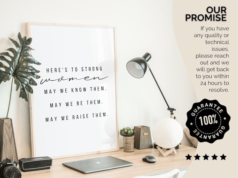 Heres To Strong Women Print, Feminist Quote Poster, Inspirational Wall Art, Office Wall Art for Woman, Female Empowerment Wall Art for Women image 7