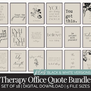 Therapy Poster Bundle, Mental Health Quote Office Decor, Therapist Office Wall Decor Neutral, Motivational Quotes Counsellor Office Wall Art