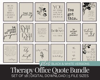 Therapy Poster Bundle, Mental Health Quote Office Decor, Therapist Office Wall Decor Neutral, Motivational Quotes Counsellor Office Wall Art