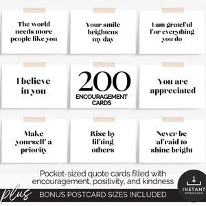 Conjunto de mini cartões de incentivo para download, cartões com citações positivas, cartões de agradecimento, cartões de afirmação positiva, etiqueta de presente de agradecimento