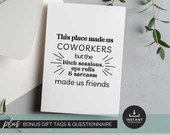 Coworkers to Friends Card for Coworker Leaving Job Card Work Bestie Gift Card Colleague Goodbye Card Funny New Job Card Work Friend Gift