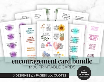 Printable Encouragement Card Bundle, Digital Affirmation Card Set, Notes Of Encouragement Students, Kindness Quote Cards, Gratitude Cards