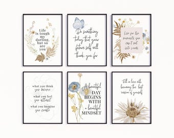 Office Decor for Women Inspirational Wall Art Office Quotes About Life Motivational Quote Gallery Wall Prints Floral Office Wall Decor Set