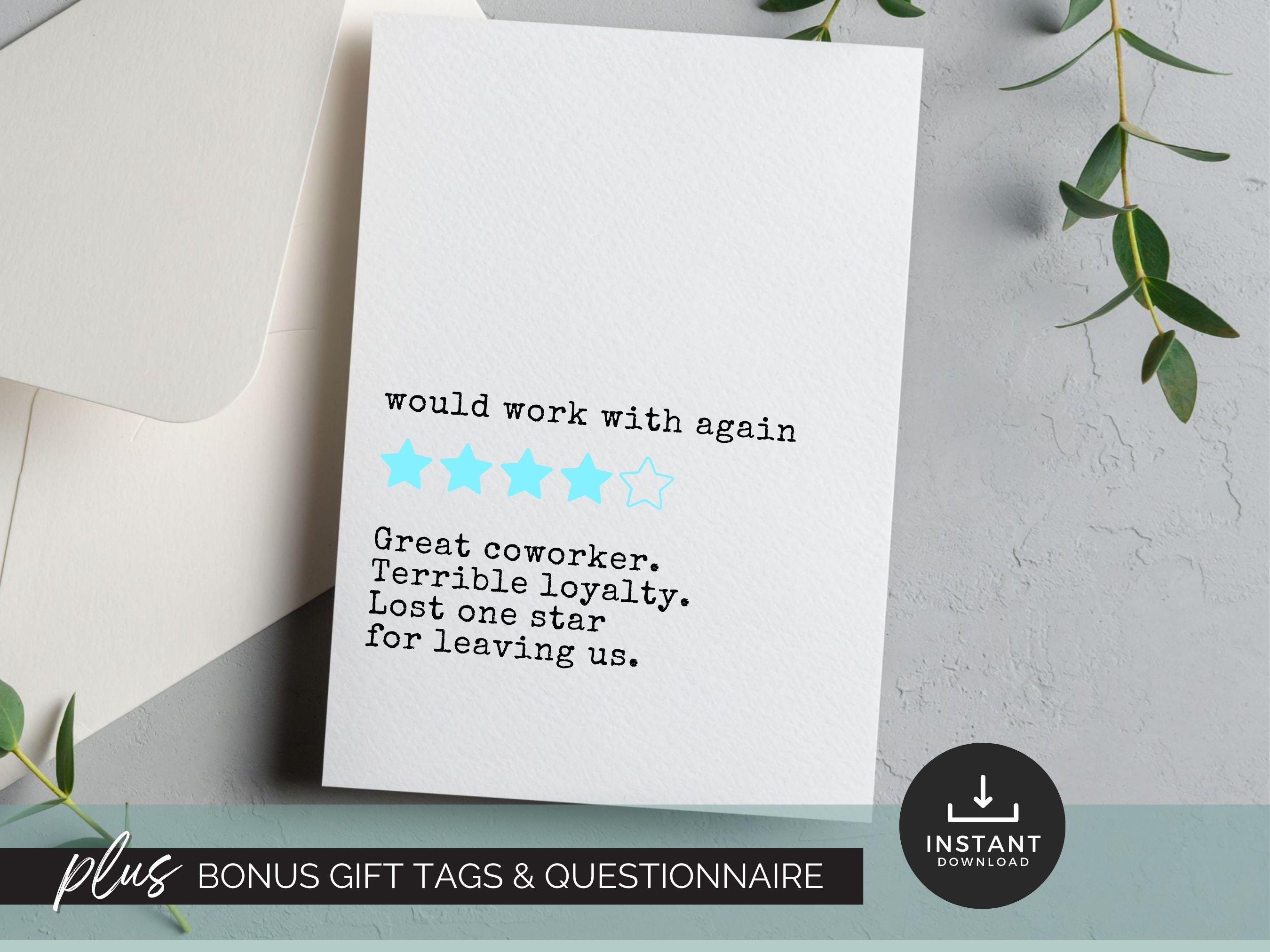 Coworker Leaving for New Job Card Funny Coworker or Boss Goodbye Card Work Bestie Quitting Card Sarcastic Congratulations Card Work Friend