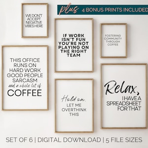 Funny Office Decor Printables, Office Humor Poster Set, Inspirational Breakroom Wall Art, Workplace Poster with Fun Team Quotes image 2