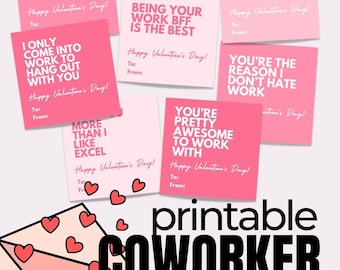 Pink Valentine Cards for Coworkers Printable Valentines Day Cards for Colleagues Funny Office Valentine Day Staff Party Work Valentines Tags