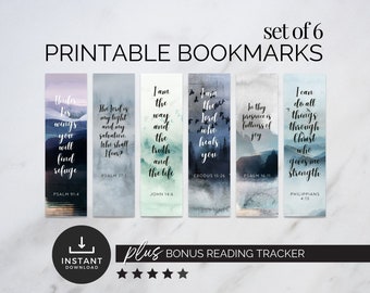 Printable Watercolor Bookmarks for Women Christian Nature Bookmark with Scripture Quote Bookmark Bible Verse Bookmark Christian Woman Gift