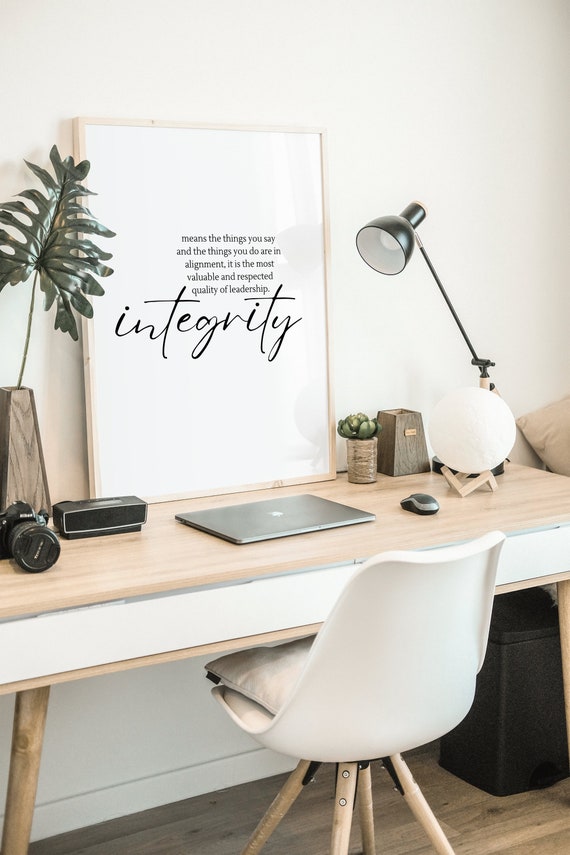 Office Decor Gift for Female Leaders, Inspirational Leadership Wall Art, Motivational Saying Posters for Work, Integrity Definition Poster