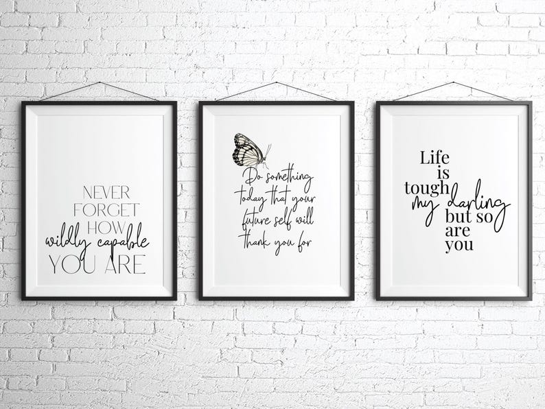 Floral Office Wall Art Set of 6 Motivational Print Growth Mindset Quote ...