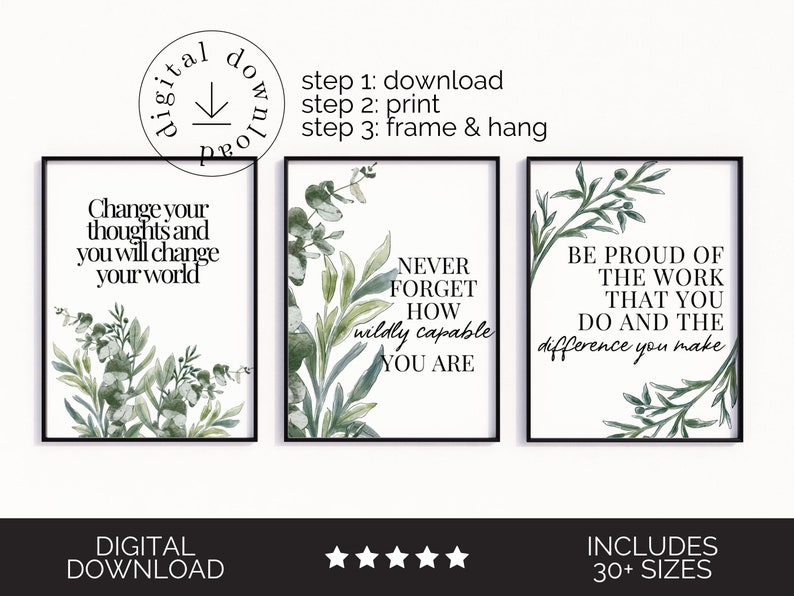 Green Watercolor Office Decor Women