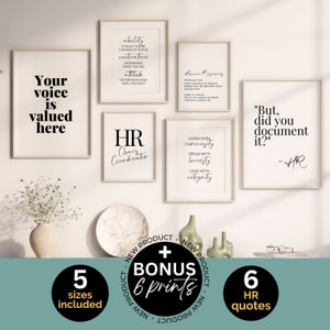 HR Office Decor for Women Office Wall Art Human Resources Funny Quote Prints for Hr Manager Poster Bundle Hr Quotes Printable Hr Office Art