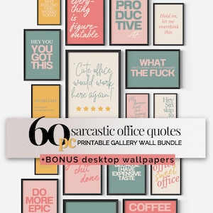 Colorful Office Wall Art, Funny Office Print Bundle, Sarcastic Workplace Posters. Fun Motivational Quotes for Work, Dopamine Wall Art Prints