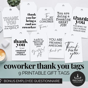 Coworker Wertschätzung Geschenkanhänger Danke Tag Arbeit Freund Geschenk Lustig Danke Karte Kollege Printable Tags für Geschenke Sarkastisch Danke