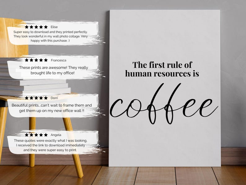 HR Rules Office Humor Printable Office Decor for Women Office Wall Art Human Resources Poster HR Manager Gift Hr Coworker Gift Coffee Lover image 3