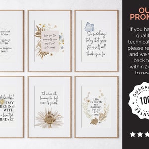 Inspirational Wall Art for Women Quotes About Life Gallery Wall Set of 6 Prints Inspiring Office Wall Decor Pressed Flower Art Print Posters image 8