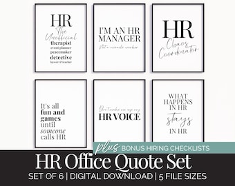 HR Office Decor for Women Office Wall Art Human Resources Funny Quote Prints for Hr Manager Poster Bundle Hr Quotes Printable Hr Office Art