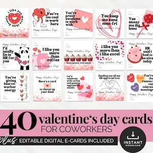 Cartes de Saint-Valentin numériques pour collègues Cartes de Saint-Valentin mignonnes Humour sarcastique au bureau Étiquettes cadeaux pour la Saint-Valentin Saint-Valentin drôle pour les employés