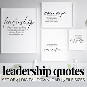 Leadership Quotes Office Decor, Printable Leadership Wall Art Set of 4, Women in Leadership Quotes Wall Decor, Leadership Gifts for Woman