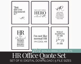 HR Office Decor for Women Office Wall Art Human Resources Funny Quote Prints for Hr Manager Poster Bundle Printable HR Wall Art Quote Set