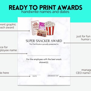 Staff Appreciation Printable Bundle, Funny Employee Award Certificates ...