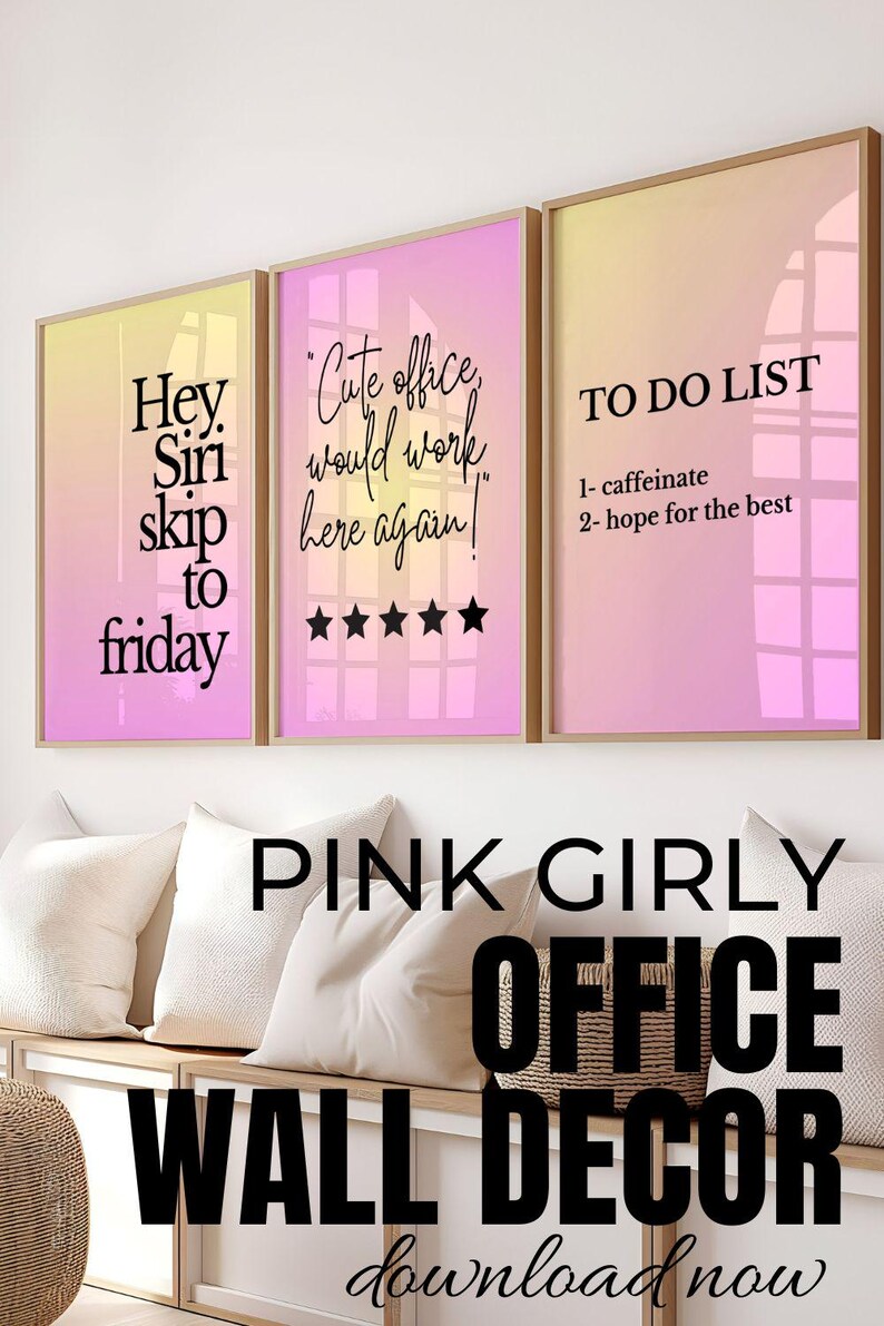 Pink Office Wall Art Set of 3 Prints Sarcastic Workplace Posters Sassy ...