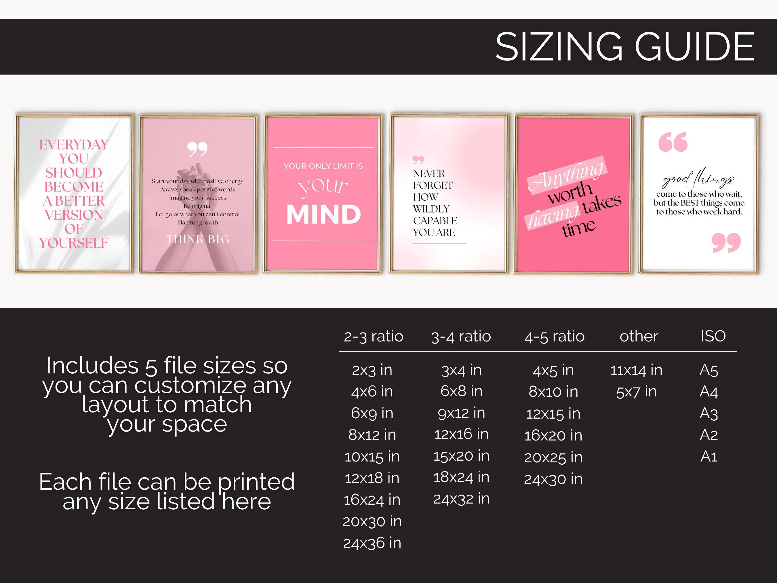Hot Pink Wall Art Print Set of 6 Feminine Office Wall Decor Pink ...