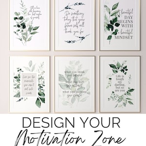 Inspirational Wall Art Office Decor Women Quotes About Life Gallery Wall Set of 6 Prints Botanical Art Print Inspirational Printable Quotes image 9