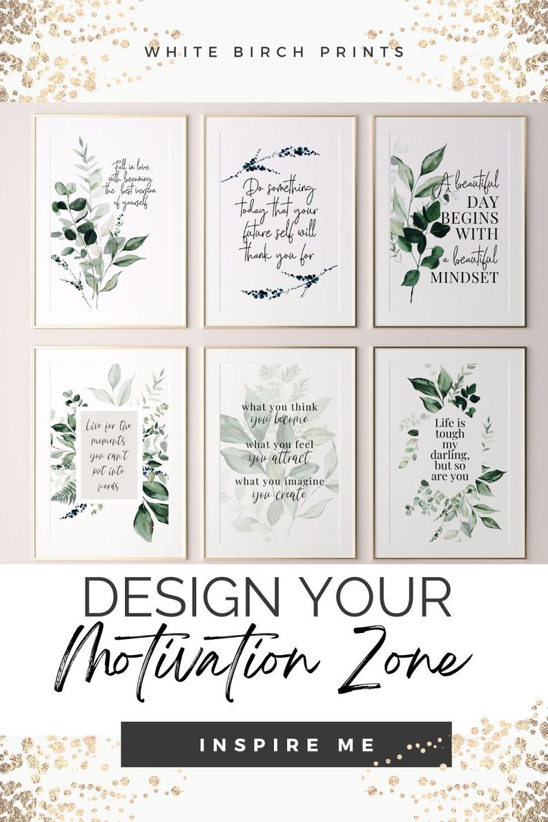 Inspirational Wall Art Office Decor Women Quotes About Life Gallery Wall Set of 6 Prints Botanical Art Print Inspirational Printable Quotes image 9