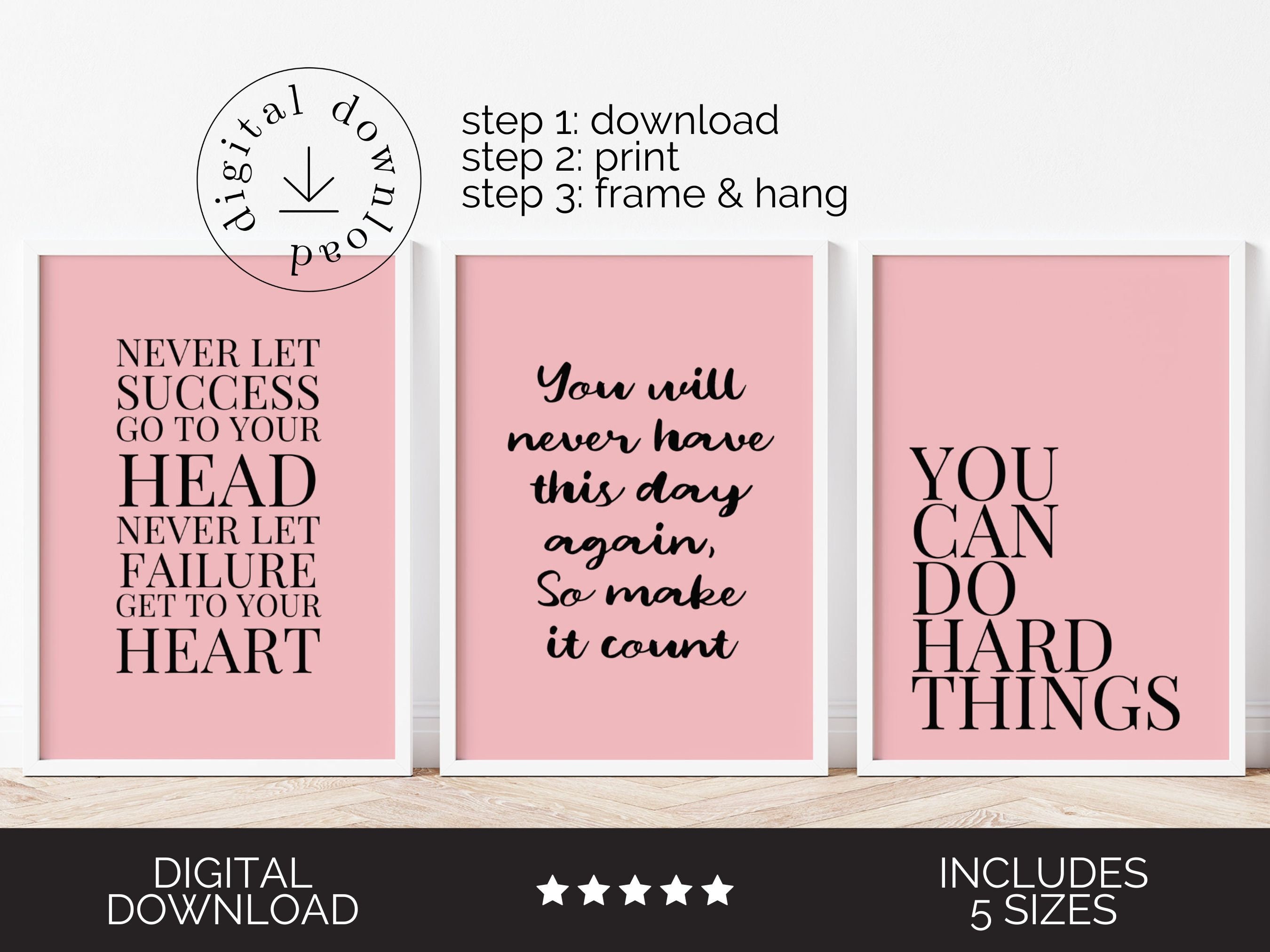 Pink Wall Art for Women Desk Decor Pink Empowering Office Wall Decor ...