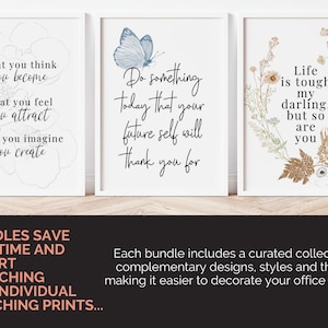 Inspirational Wall Art for Women Quotes About Life Gallery Wall Set of 6 Prints Inspiring Office Wall Decor Pressed Flower Art Print Posters image 6