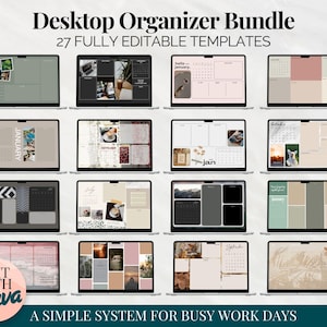 Organizadores de escritorio personalizados, plantillas de fondos de pantalla editables, calendarios digitales 2026, fondos estéticos para portátiles (Windows y Mac)
