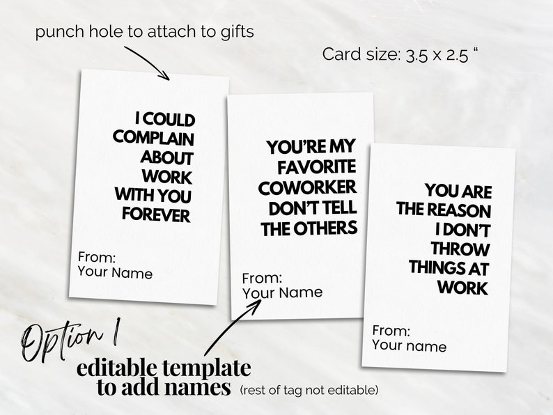 Editable Gift Tags for Office Staff