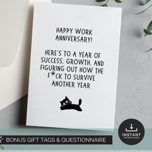 Carte d'anniversaire de travail heureux Carte d'anniversaire d'employé sarcastique Carte de remerciement de collègue drôle Carte-cadeau pour le personnel de bureau de prestation de serment imprimable