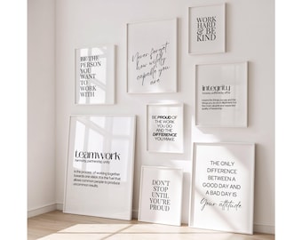Pacchetto di decorazioni murali motivazionali moderne, poster con citazioni stampabili per lavoro, definizione di lavoro di squadra, stampe artistiche da parete per l'ufficio, cartelli motivazionali