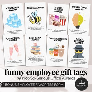 Étiquettes-cadeau de remerciement des employés Récompenses de reconnaissance du personnel Étiquettes-cadeaux drôles de collègue Récompenses des employés imprimables au format carte Mini Humour sur le lieu de travail