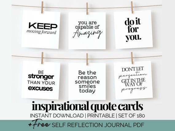 Motivational Quote Planner Cards Daily Affirmations Downloadable Inspirational Quotes Office Desk Decor Inspiring Vision Board Printables