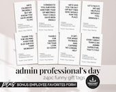 Sarcastic Admin Professionals Day Gift Tag Funny Employee Recognition Card Printable Gift Tag for Office Manager Gift Team Appreciation Week