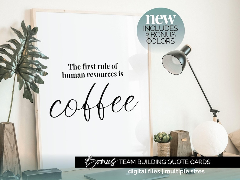 HR Rules Office Humor Printable Office Decor for Women Office Wall Art Human Resources Poster HR Manager Gift Hr Coworker Gift Coffee Lover image 1