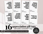 Sarcastic Coworker Gift Tags, Funny Employee Cards, Editable Gift Tags for Office Staff, Printable Sarcasm Appreciation Tags for Work Friend