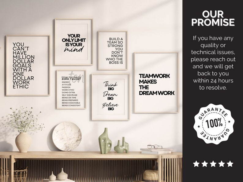 Modern Teamwork Prints Set of 6, Inspirational Staff Posters for Breakroom, Corporate Workspace Wall Decor, Meeting Room Quote Bundle image 9