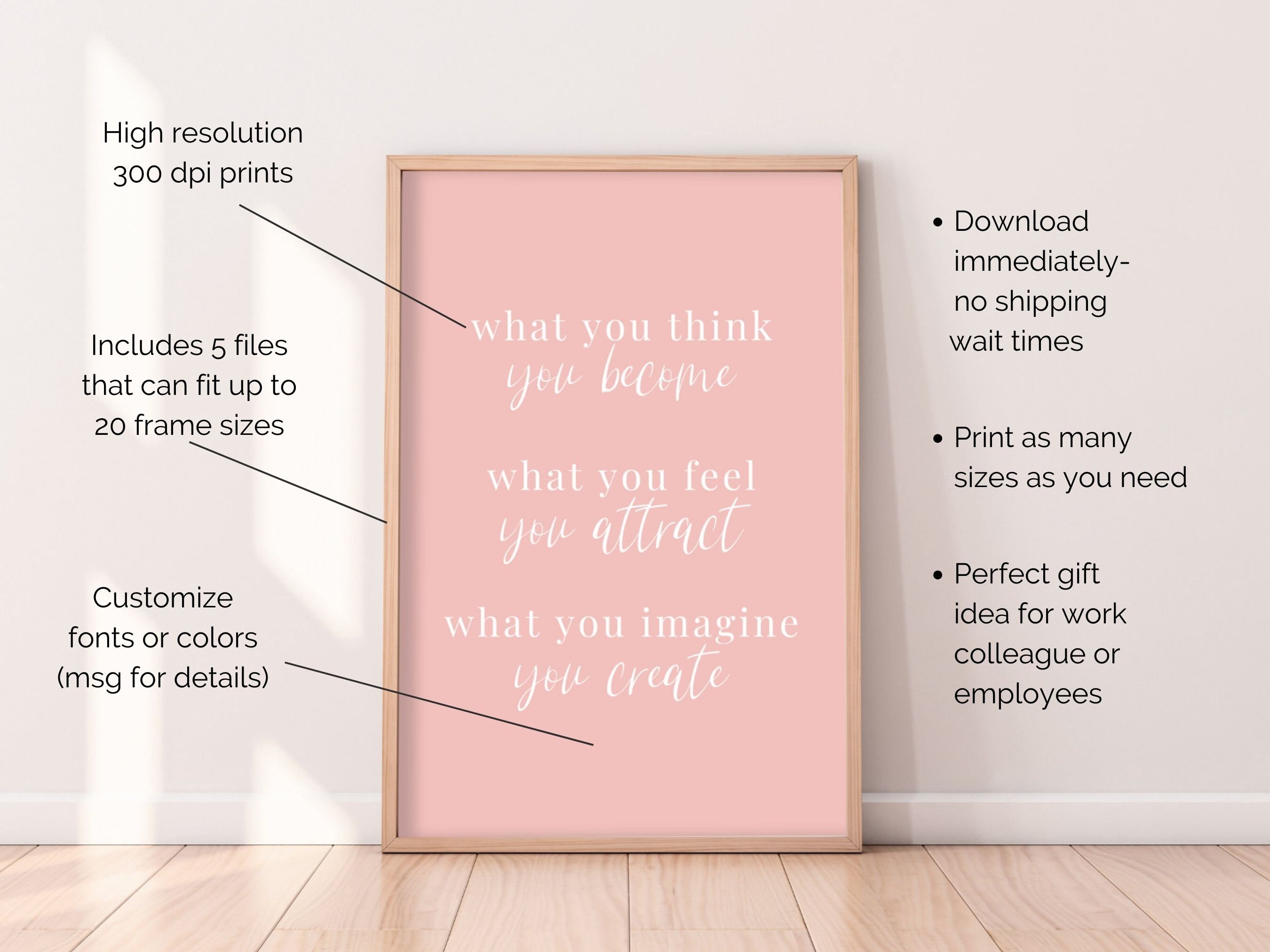 Inspirational Wall Art Women Pink Office Desk Decor Quotes About Life ...