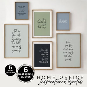Blue and Green Gallery Wall Art Set Home Office Decor Inspirational Print for Women Motivational Office Wall Decor Set Blue Aesthetic Poster