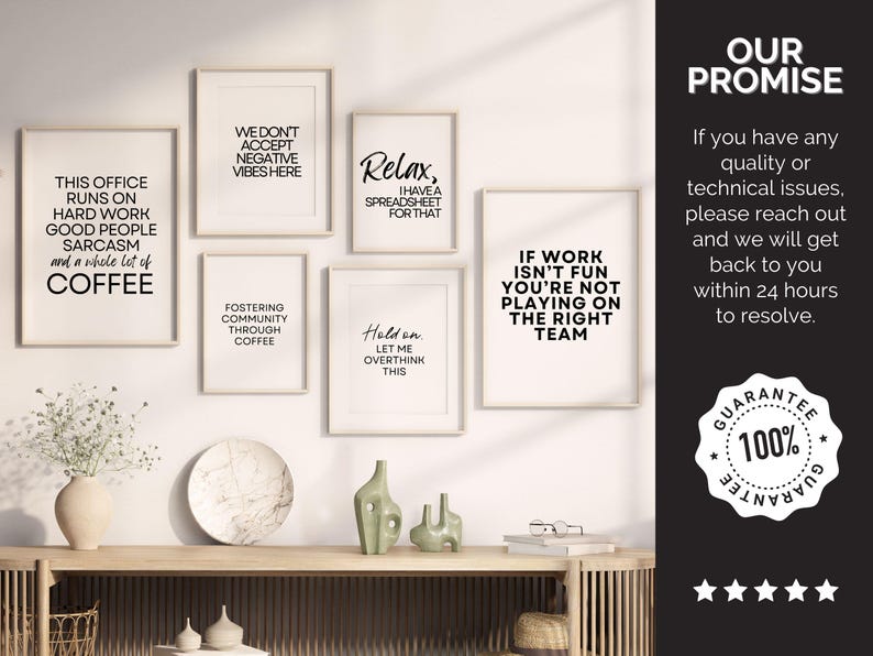 Funny Office Decor Printables, Office Humor Poster Set, Inspirational Breakroom Wall Art, Workplace Poster with Fun Team Quotes image 8