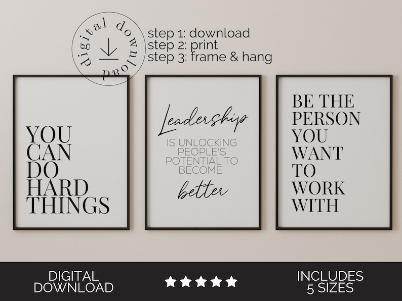 Leadership Office Decor Professional Quotes Team Office Wall Art ...